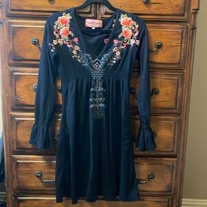Johnny Was Embroidered JWLA Knit/Cotton Dress Size Small